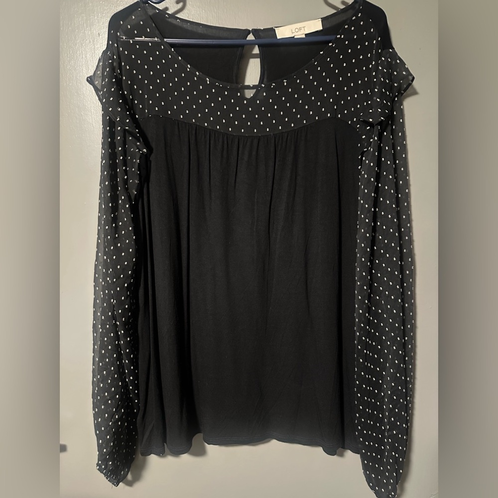 LOFT Black Polka Dot Women's Top